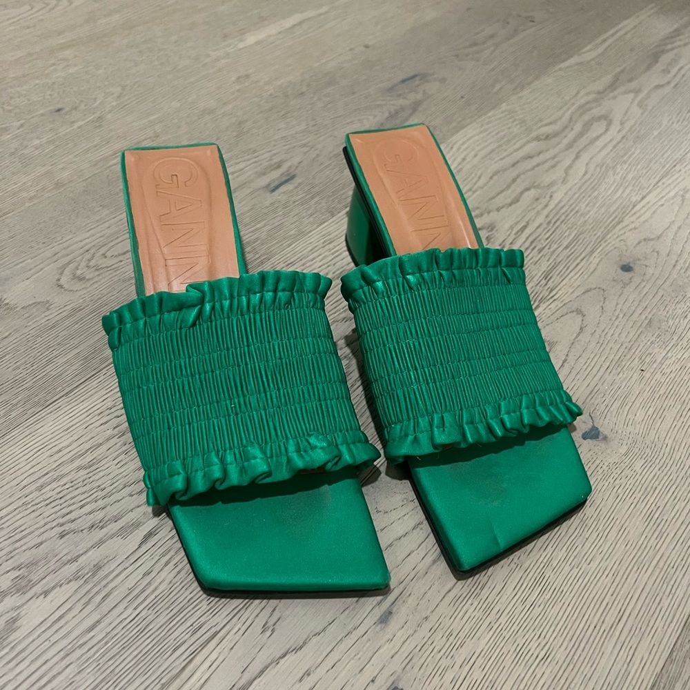 GANNI Smock Kitten-Heel Mules